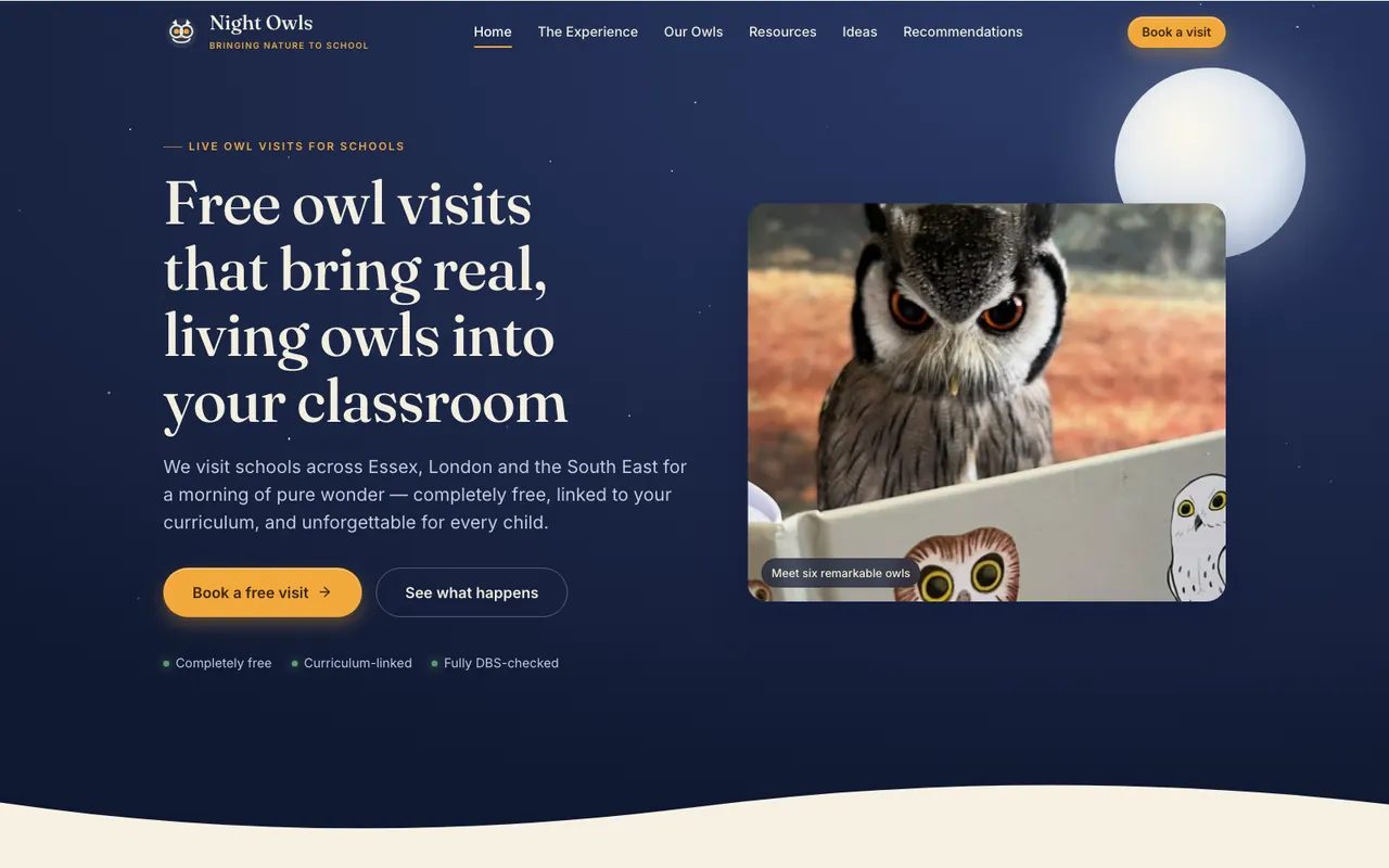 Night Owls website home page