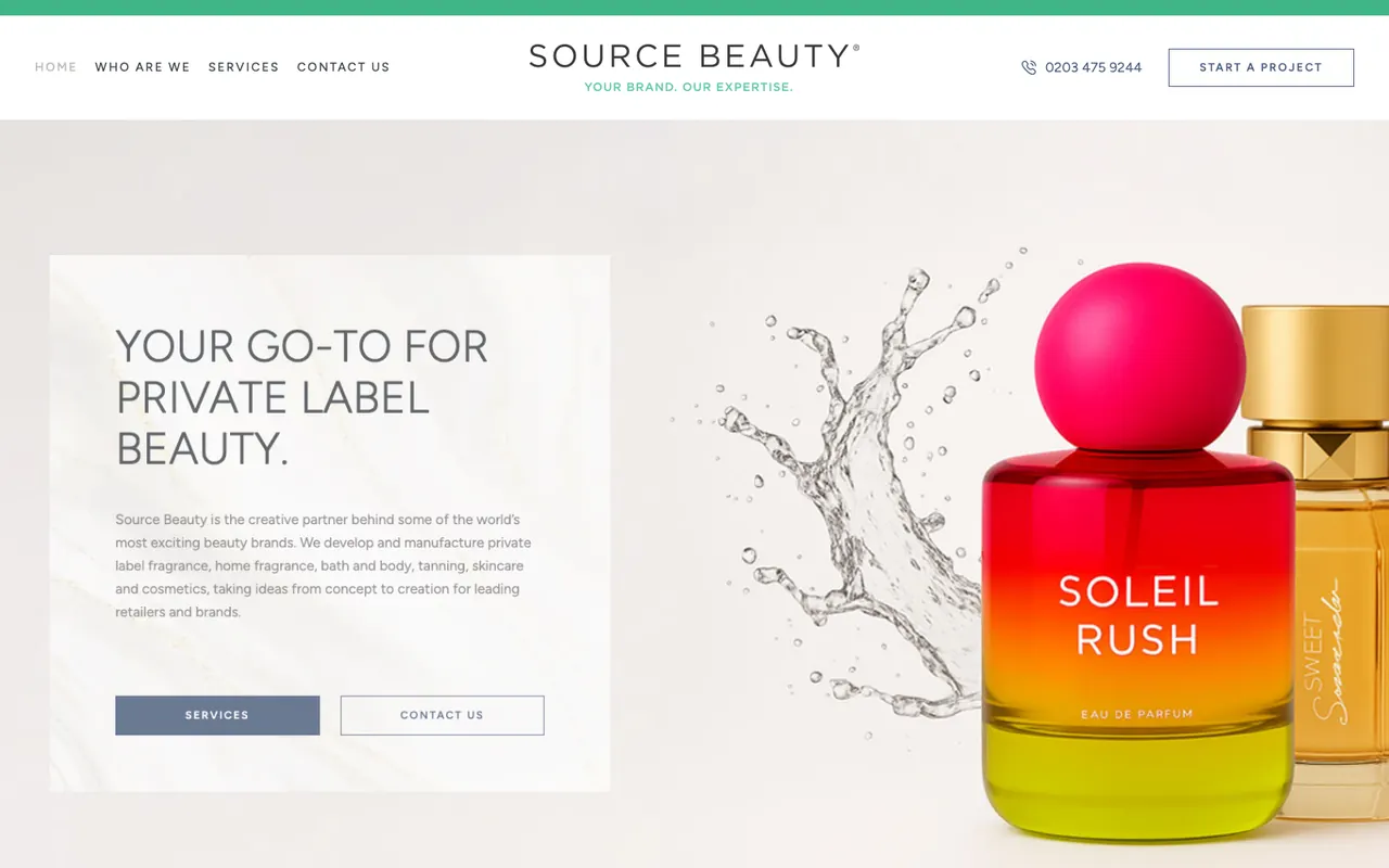 Source Beauty website home page